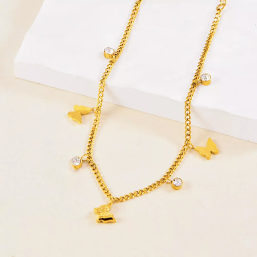18K Gold-Plated Butterfly Charm Anklet Bracelets