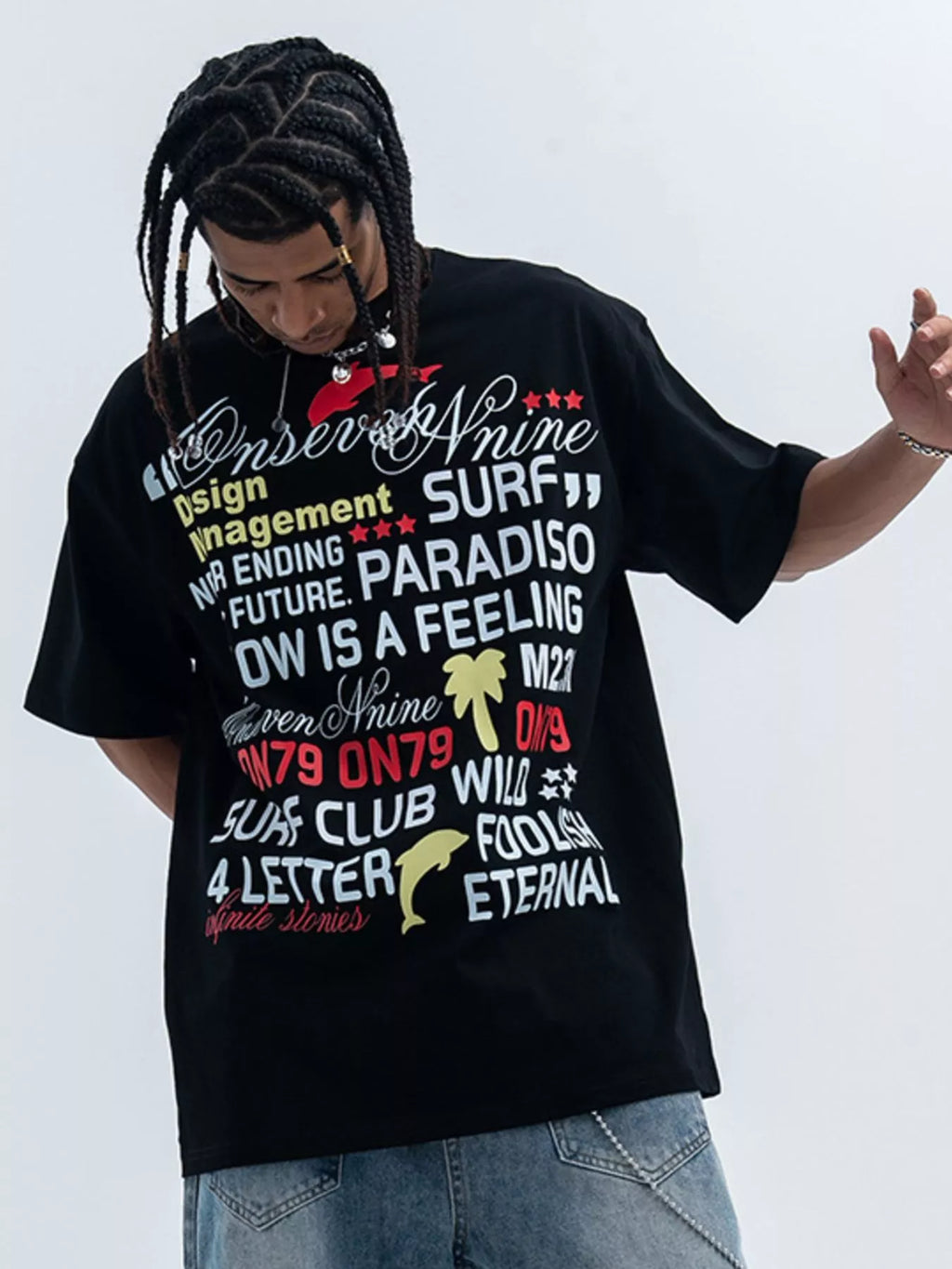 Men's Letter Round Neck Short Sleeve T-Shirt