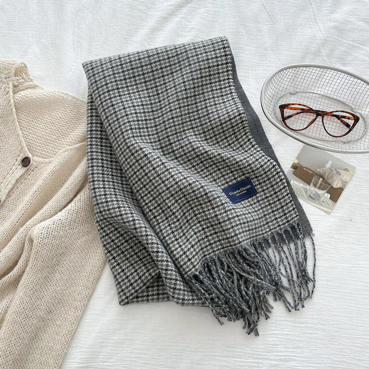 Plaid Fringe Warm Winter Scarf