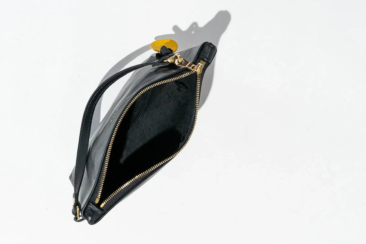 Naomi Zipper Clutch  | Black Leather