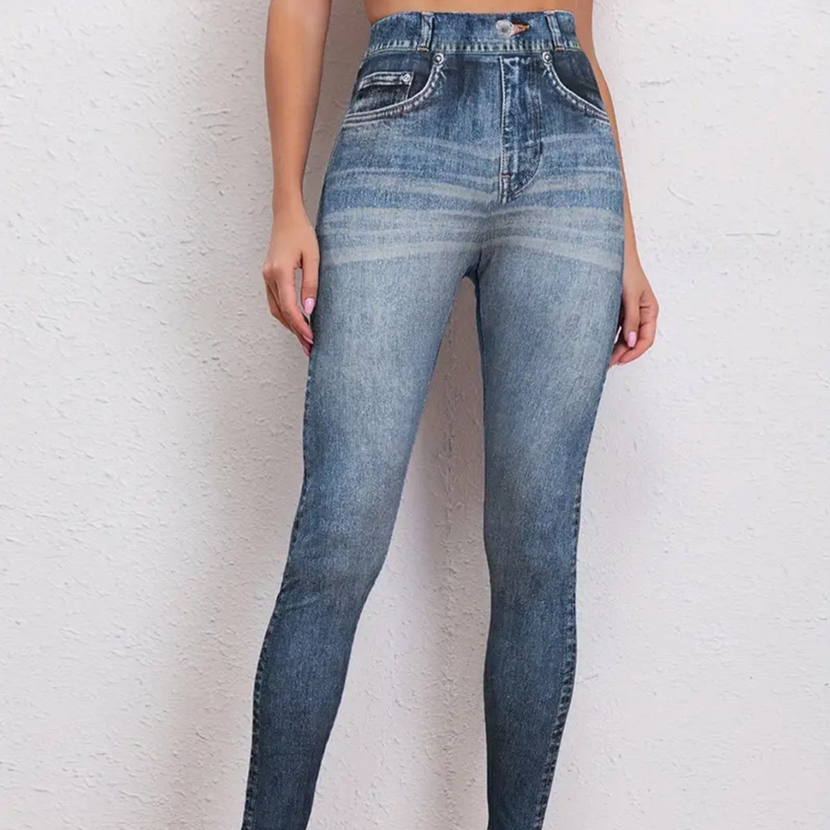 Retro Denim-Look Butt-Lifting Yoga Leggings – High-Elastic Fitness Pants