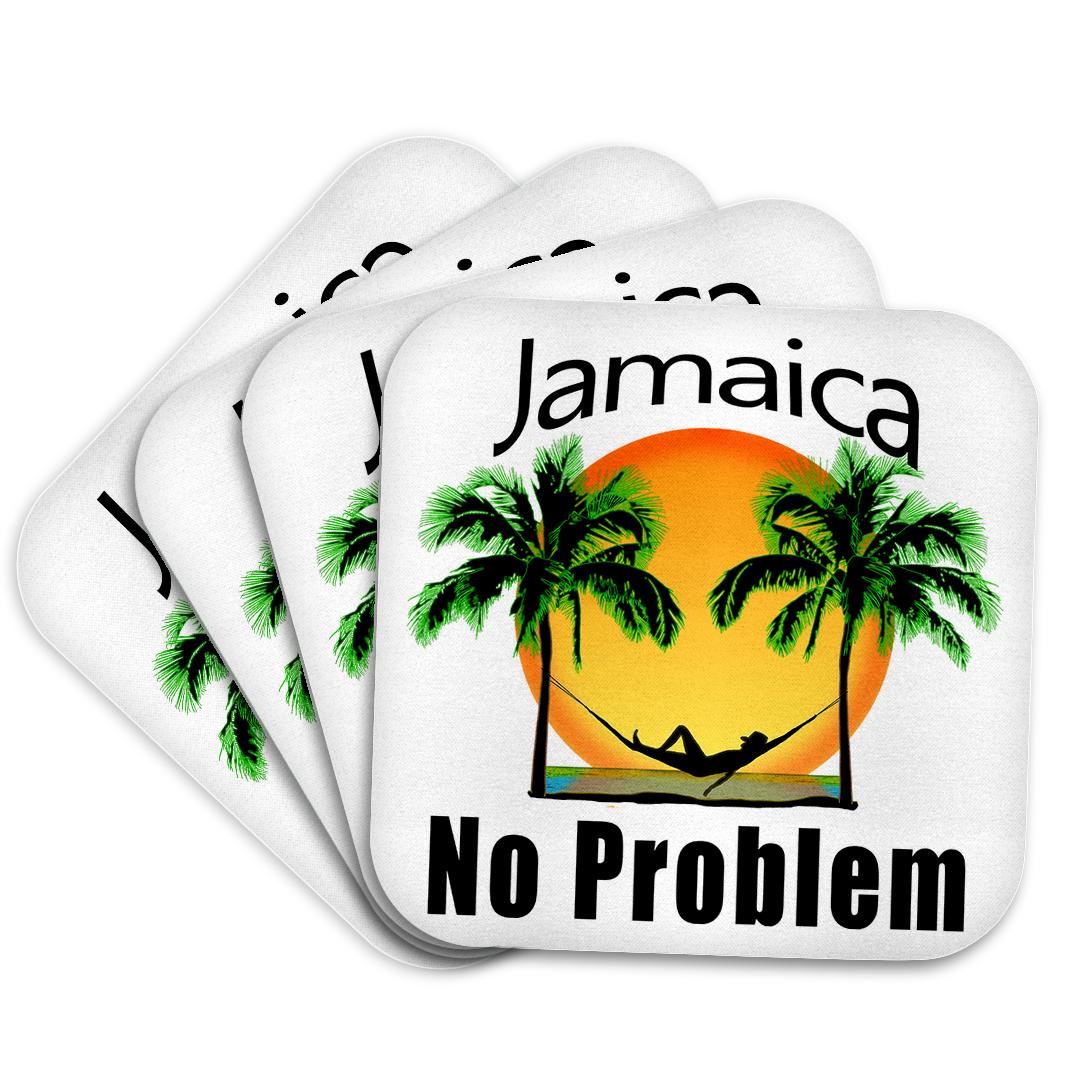 3dRose Macdonald Creative Studios – Jamaica - Tropical Jamaica No Problem Caribbean Island Beach Design. - Coasters