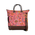 Otto | Rose Bandana Printed Nylon + Brown Leather Satchel