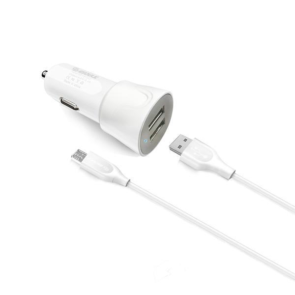 Esoulk 12W 2.4A Dual USB Travel Car Charger With 5FT Micro USB Charging Cable