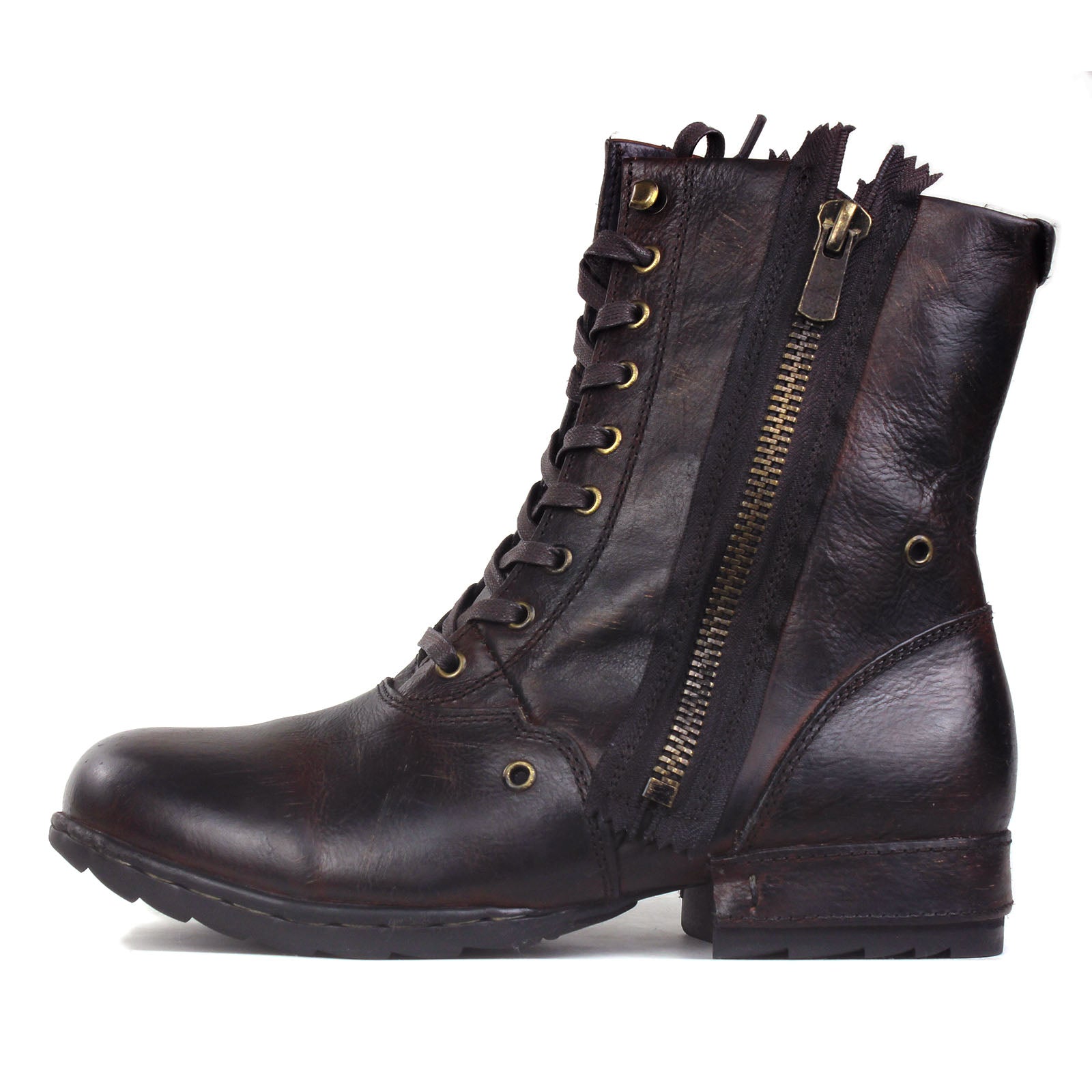 Men's Leather Ankle Boots OSS-5008-8-H-Vintage DarkBrown