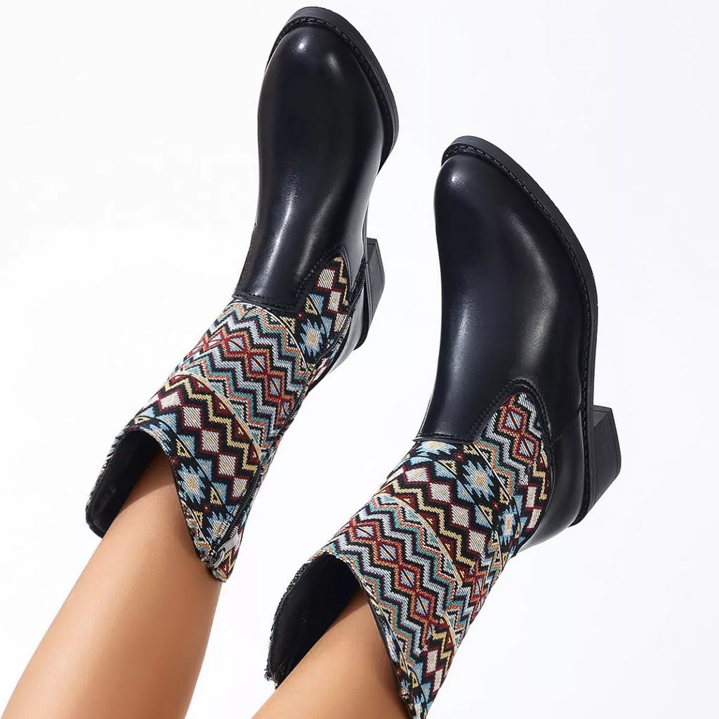 Point Toe Block Heels Boots