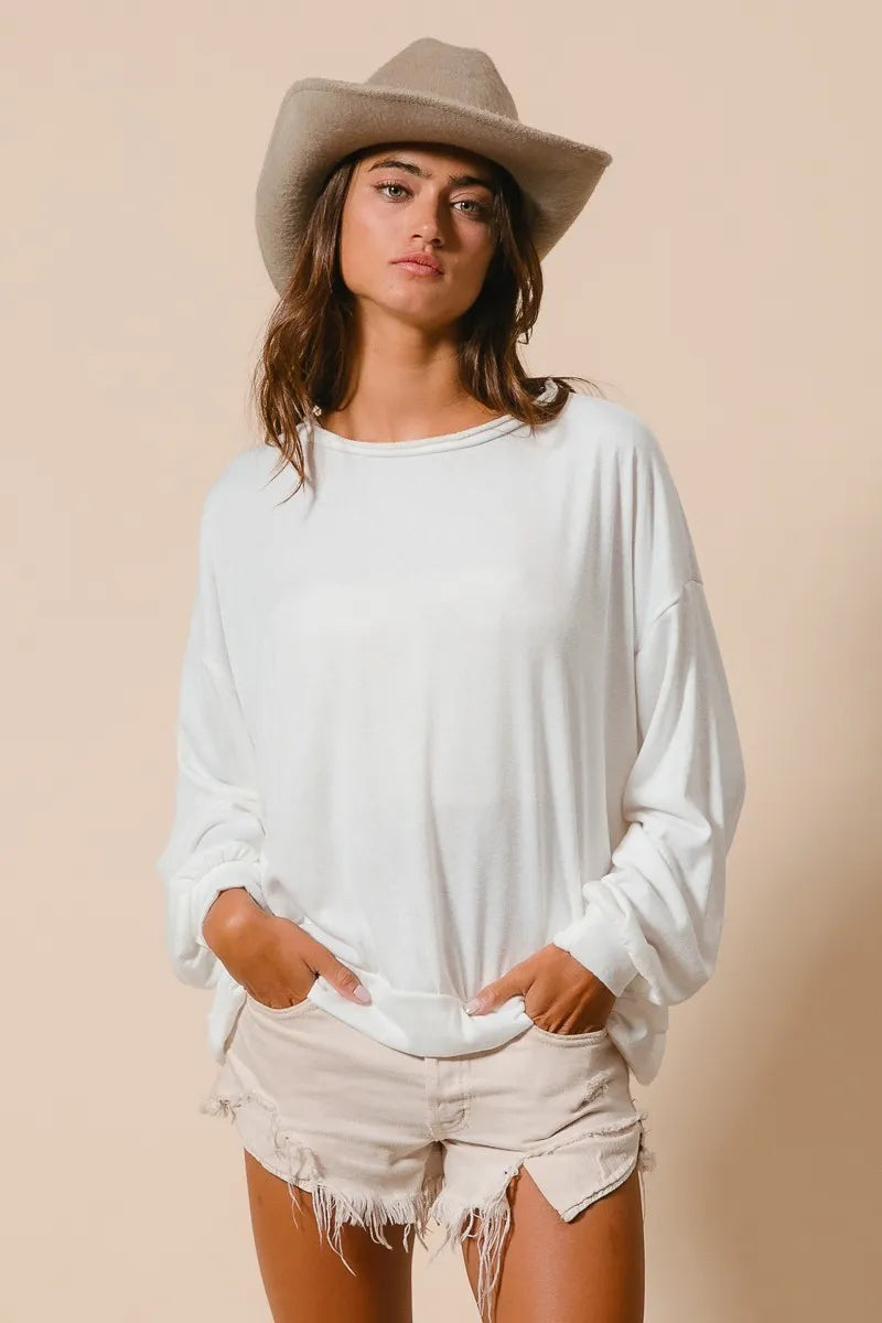 BiBi Loop Terry Pull Over With Cut Edge Band