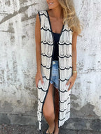 Sleeveless Crochet Longline Cardigan