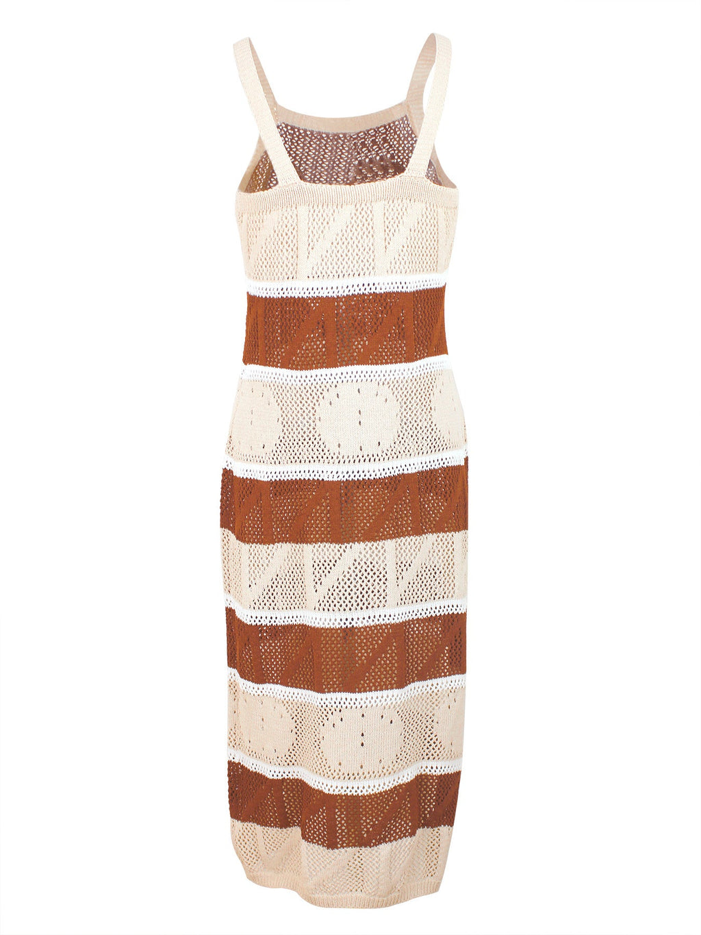 Womens Striped Hollow-Out Casual Slip Dress