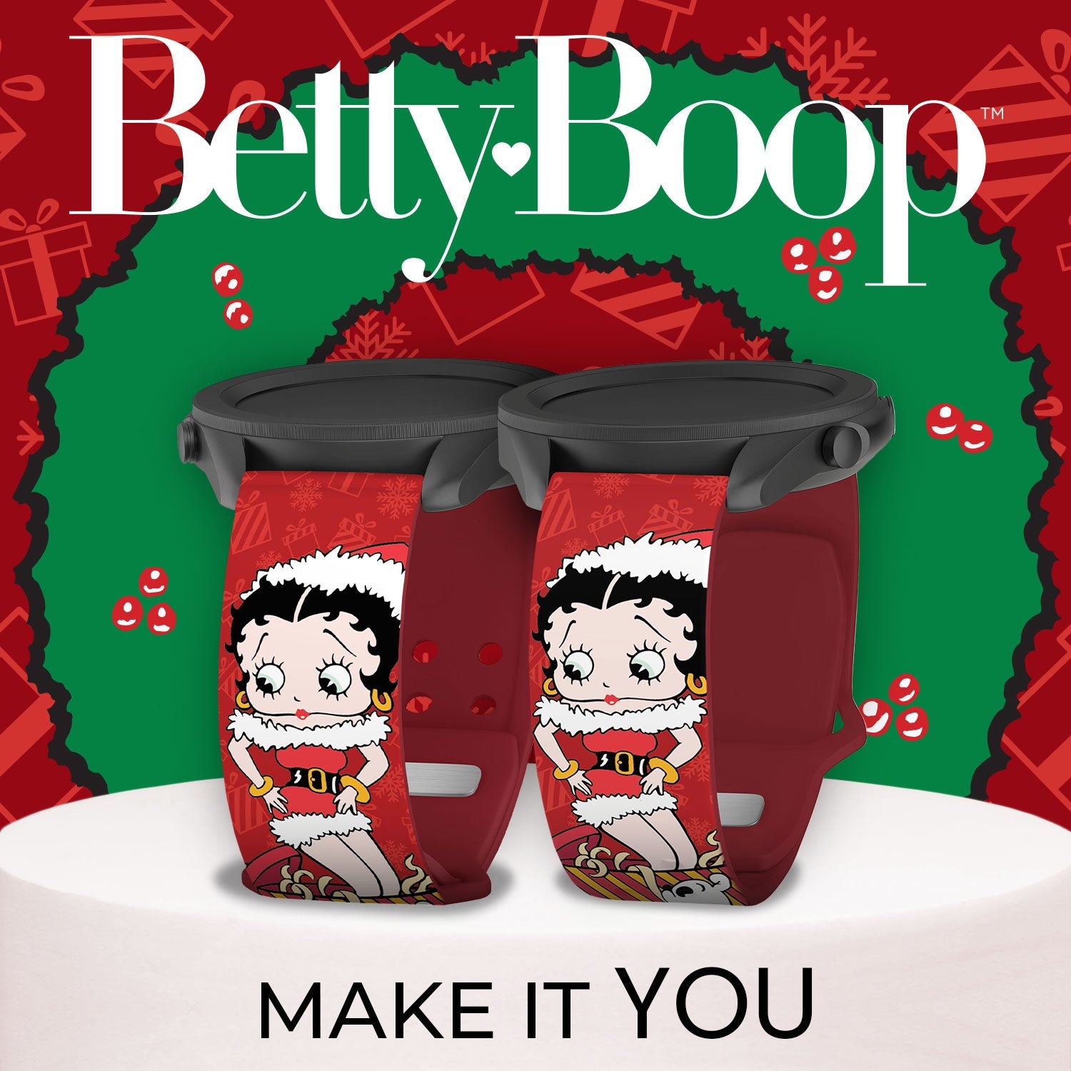 Betty Boop Christmas HD  Watchband for Samsung, Garmin, Fossil, and More