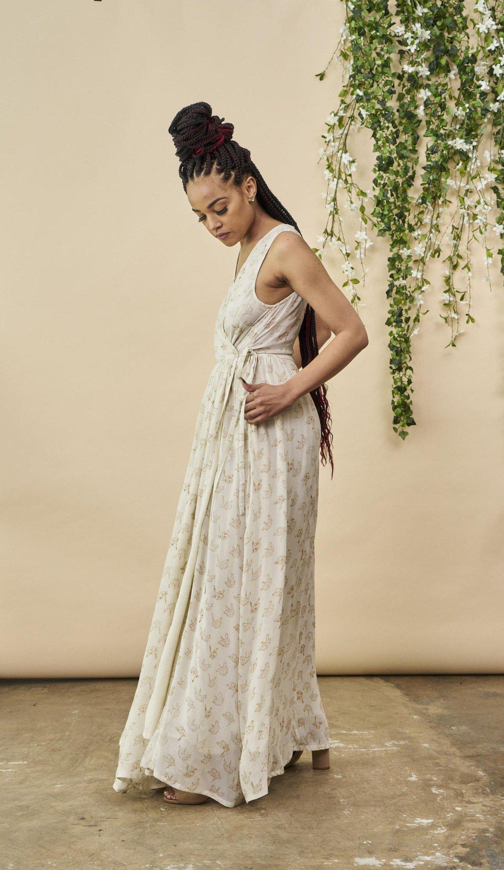 Ginkgo Leaf Maxi Wedding Dress in Cream + Copper