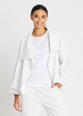 French Terry Cropped Asymmetrical Jacket - White