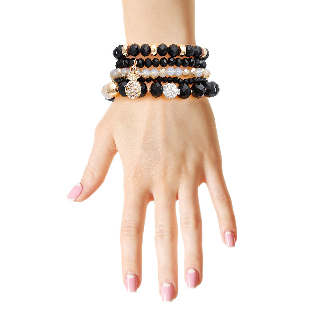 Charm Bracelets with Black Pineapple Pendant – Trendy Fashion Jewelry Accessory