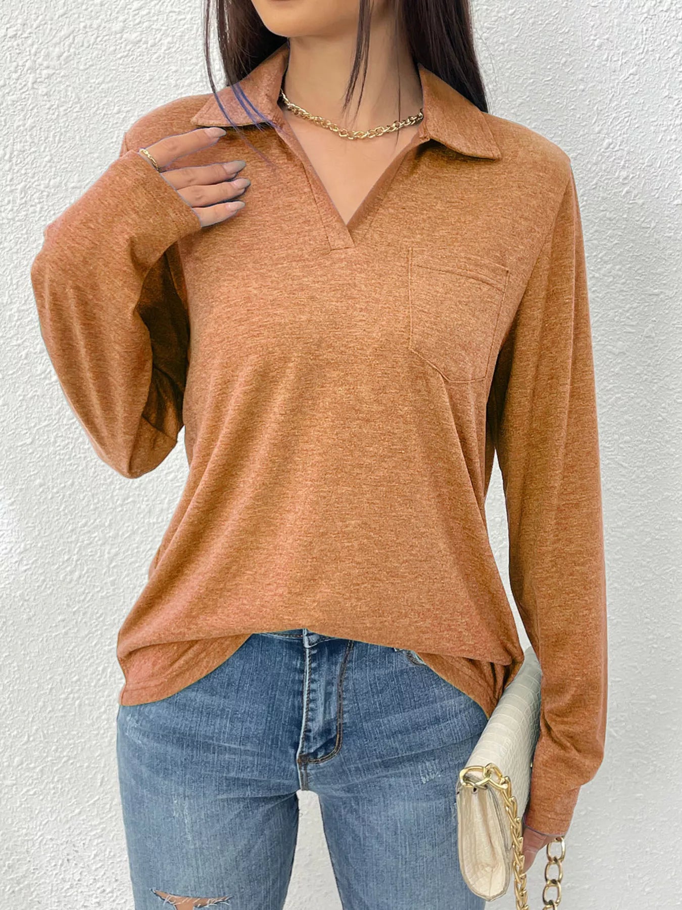 Casual Long Sleeve Polo T-Shirt