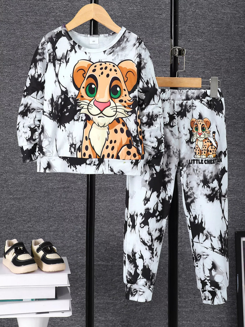 Children's Cheetah Tie-Dye Top and Pants Set