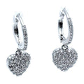 Heart Dangle Cubic Zirconia Mini Hoop Earrings