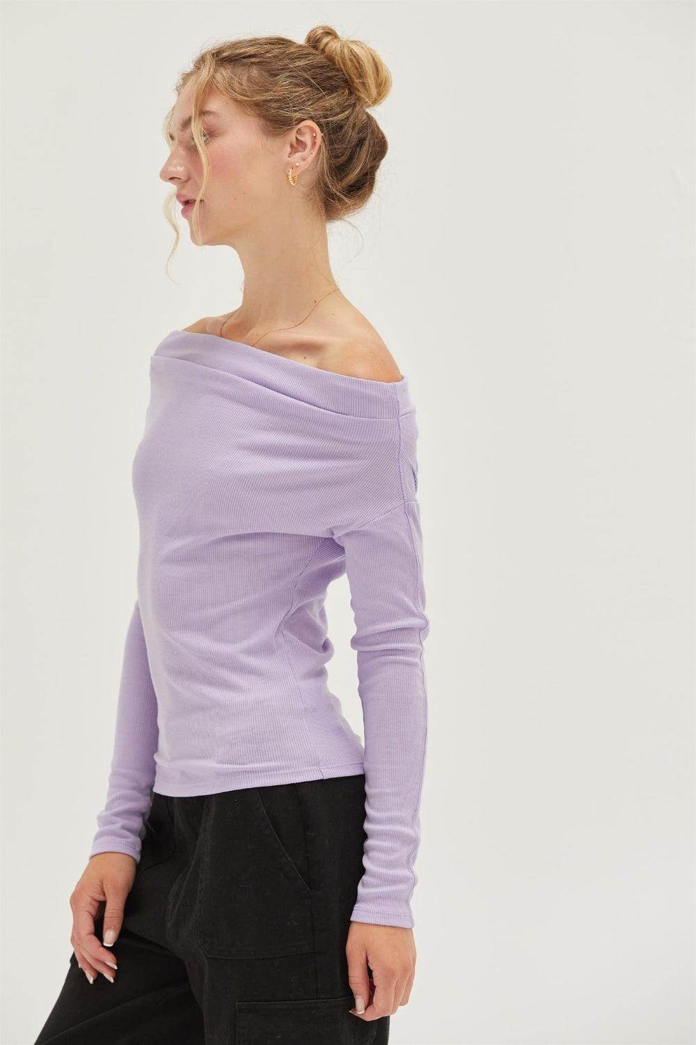HYFVE Off Shoulder Ribbed Knit Top for Casual Elegance
