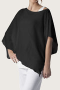 Pima Cotton Butterfly Boatneck Sweater - Black