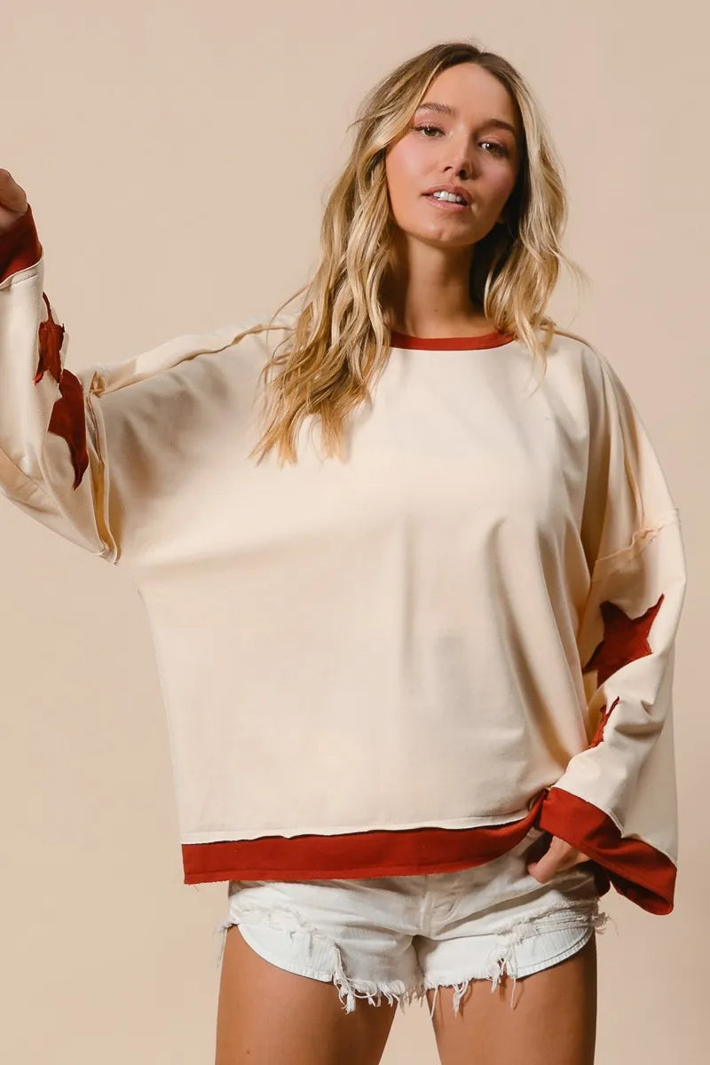 BiBi French Terry Top With Patch Detail Sweatshirt