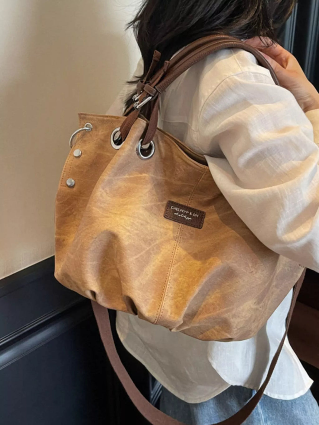 Vintage Adjustable Strap Crossbody Bag