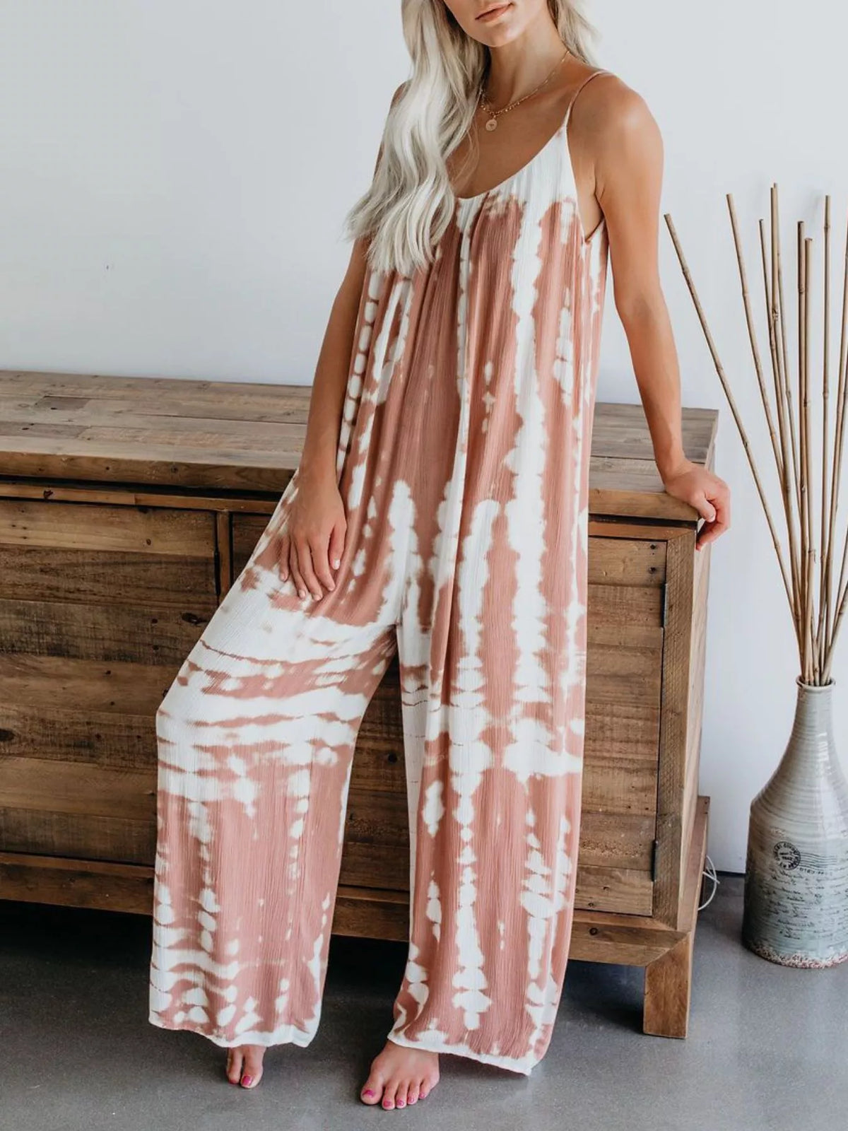 Full Size Tie-Dye Wide Leg Jumpsuit Plus Size