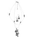 Silver Tone Designer Mosaic Pendant Necklace and Earring Set