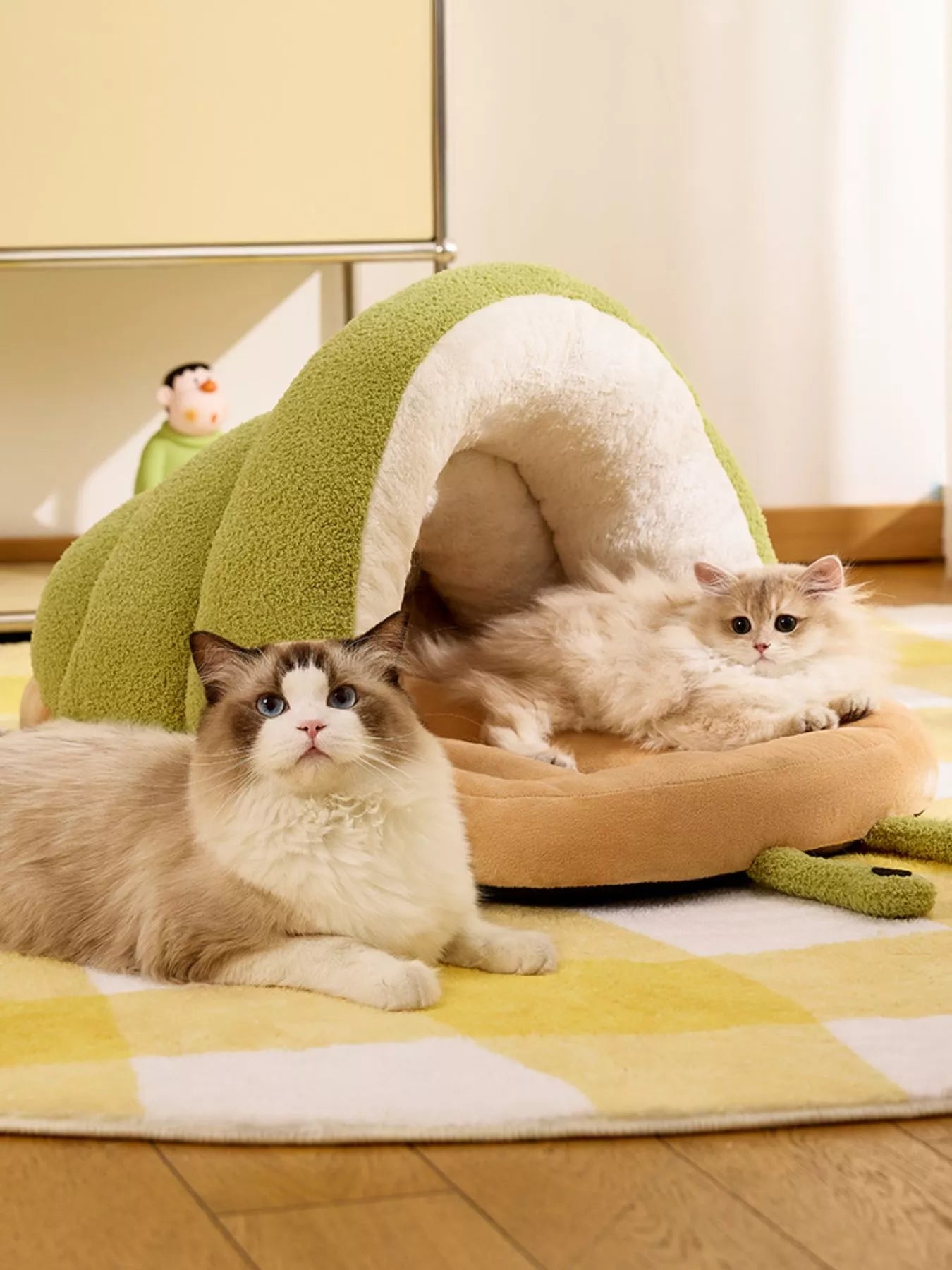 Cozy Caterpillar Shape Pet Nest with Plush Interior