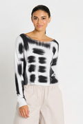 Pima Cotton Paintbrush Sweater - White/Black