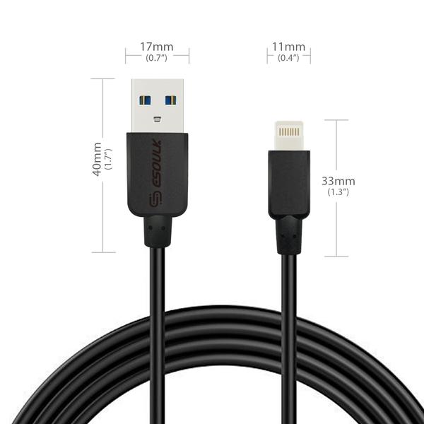 Esoulk 2A Heavy Duty USB Cable 3M (10ft）Black