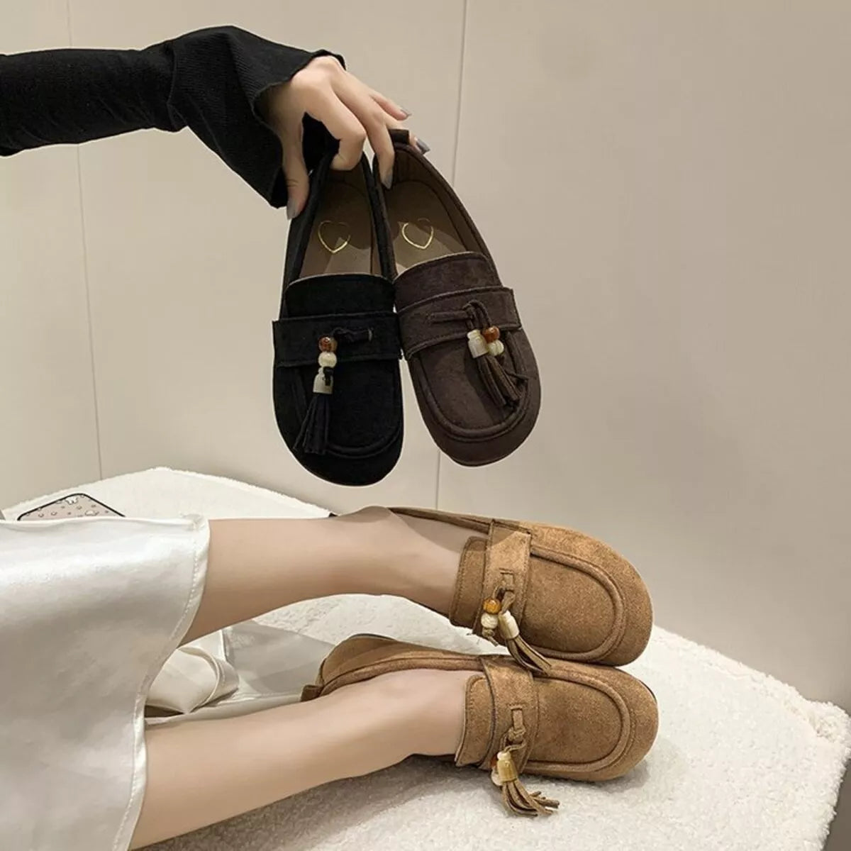 Tassel Round Toe Slip-Ons