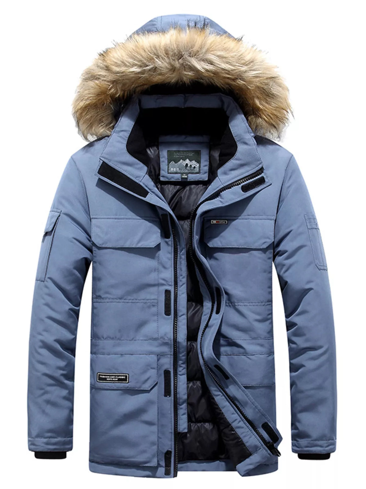 Men's Plus Size Fur Hooded Warm Winter Parka Coat