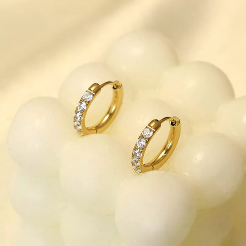 18K Gold-Plated Zircon Hoop Earrings