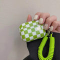 Plaid Phone Chain Wireless Bluetooth Headset Protective Cover
