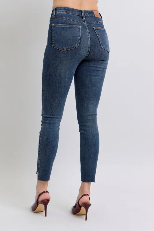 Judy Blue Full Size High Waist Tummy Control Step Hem Skinny Jeans Plus Size
