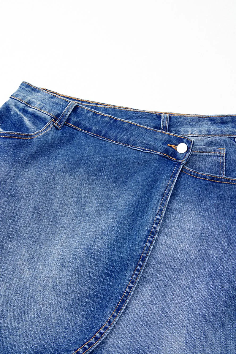Wrapped Crossed Waist Denim Mini Skirt