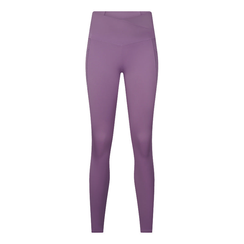 Cross-waistband Athletic Leggings For Women