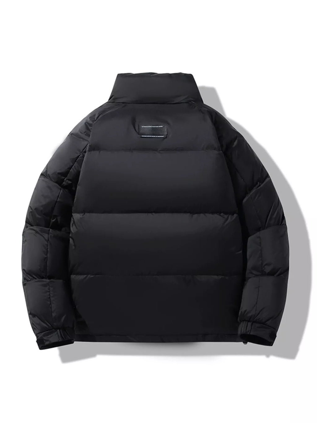 Men's Plus Size Stand Collar Puffer Jacket with Side Zipper Pockets