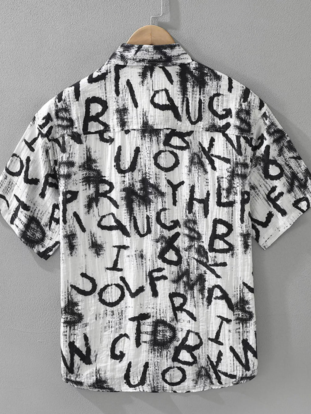 Men's Plus Size Letter Print Short Sleeve Shirt
