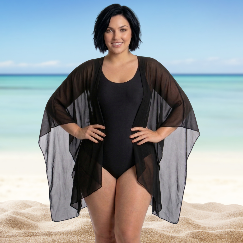 InstantFigure InstaWrap Sheer Mesh Long Shawl Coverup 33COLS