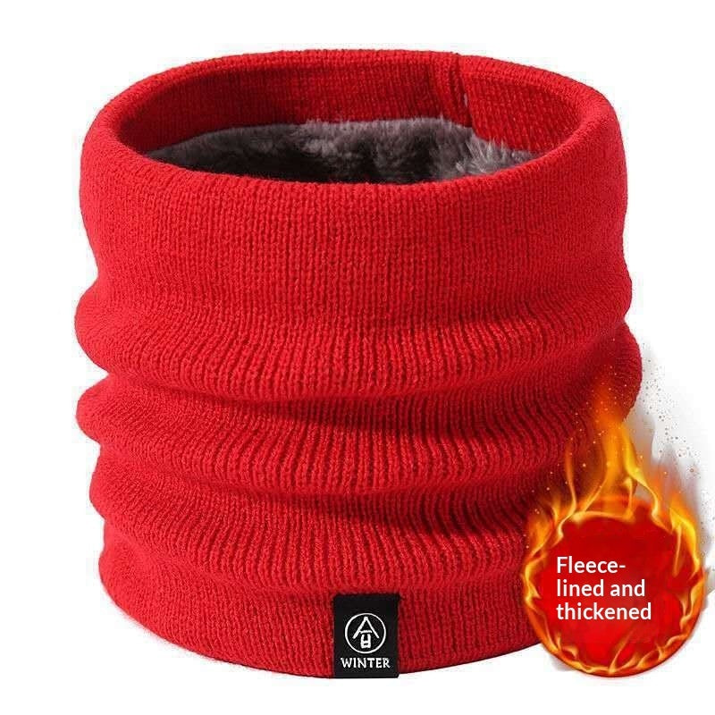 Warm Cold Proof Knitted Fleece Lined Thickened Versatile Wool Neck Scarf For Cervical Spine Protection