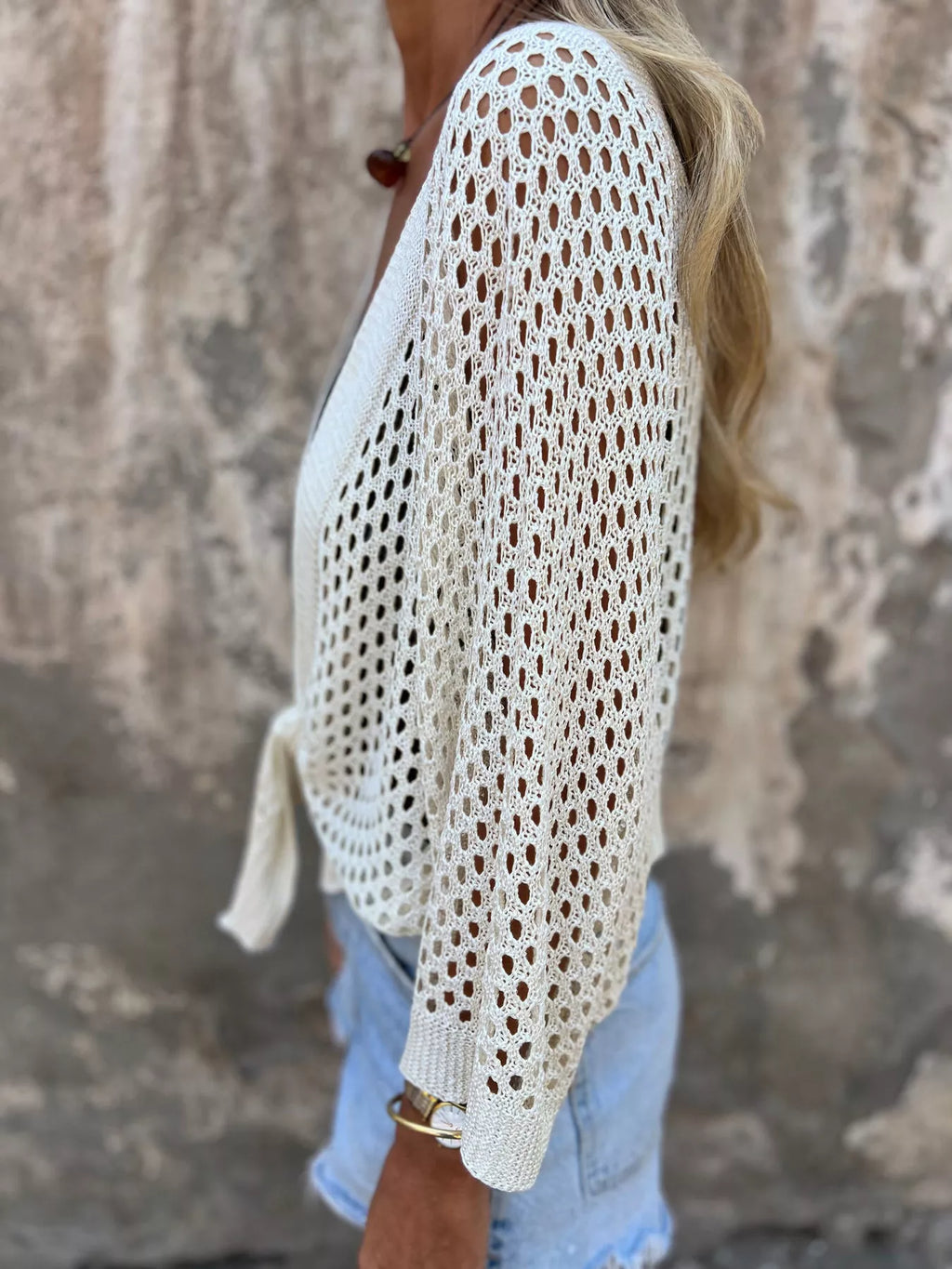 Tie-Front Crochet Knit Cover Up