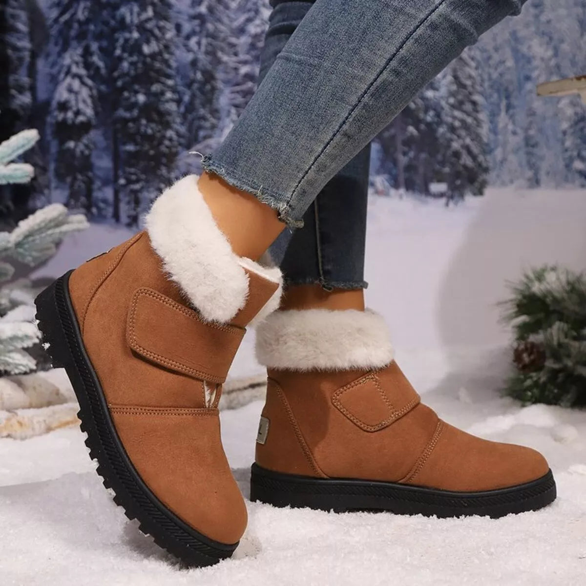 Round Toe Fuzzy Boots