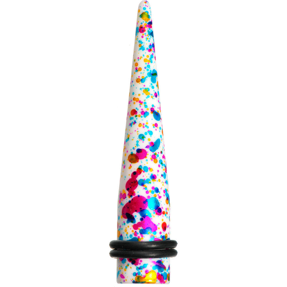 00G Acrylic Rainbow Bubblegum Spatter Straight Taper