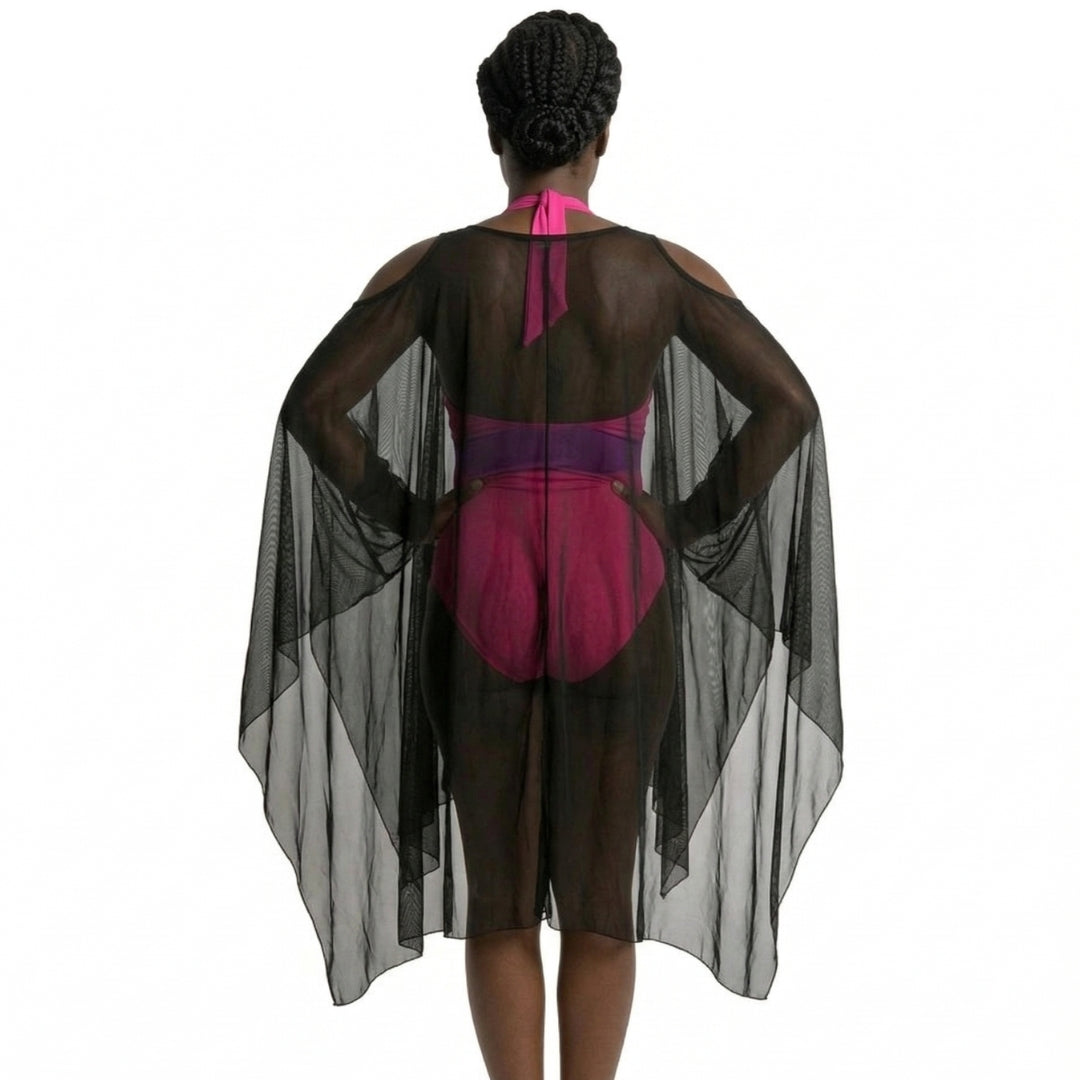 InstantFigure Sheer Mesh Coverup With Cut-out Shoulders 33COTU