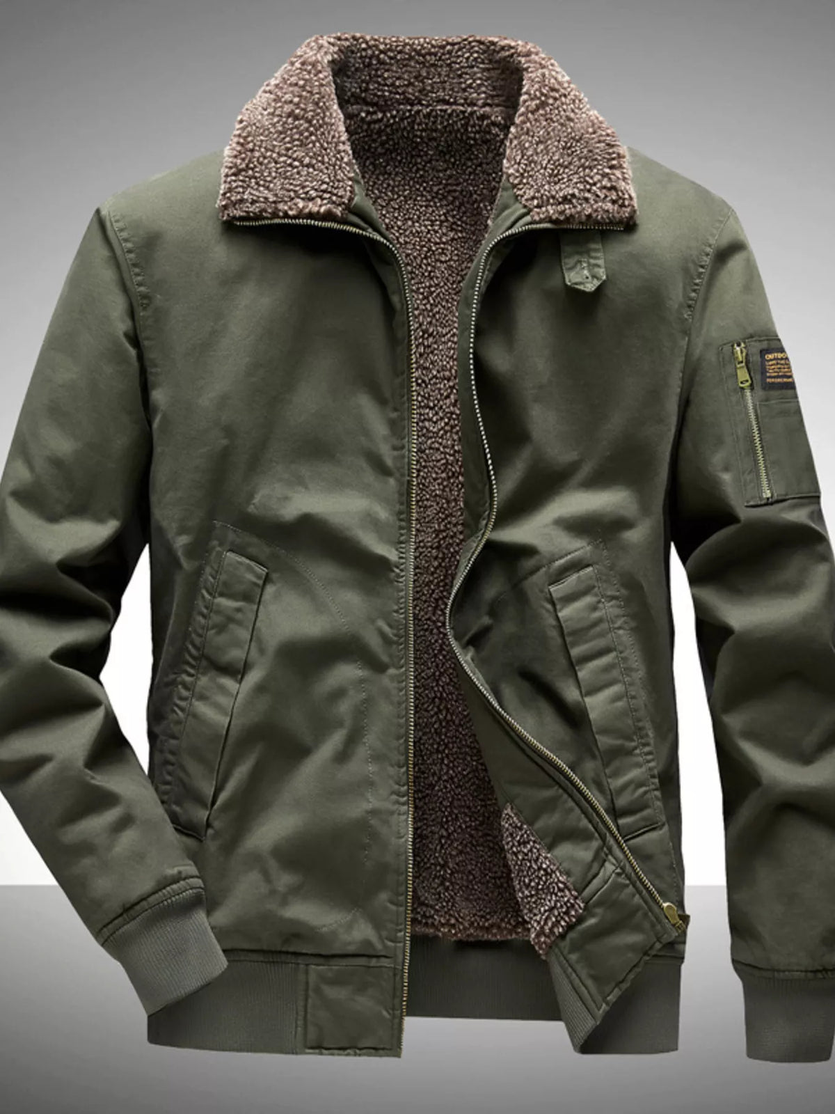 Men's Plus Size Winter Sherpa Lined Bomber Jacket