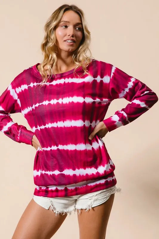 BiBi Tie Dye Print Terry Sweatshirt