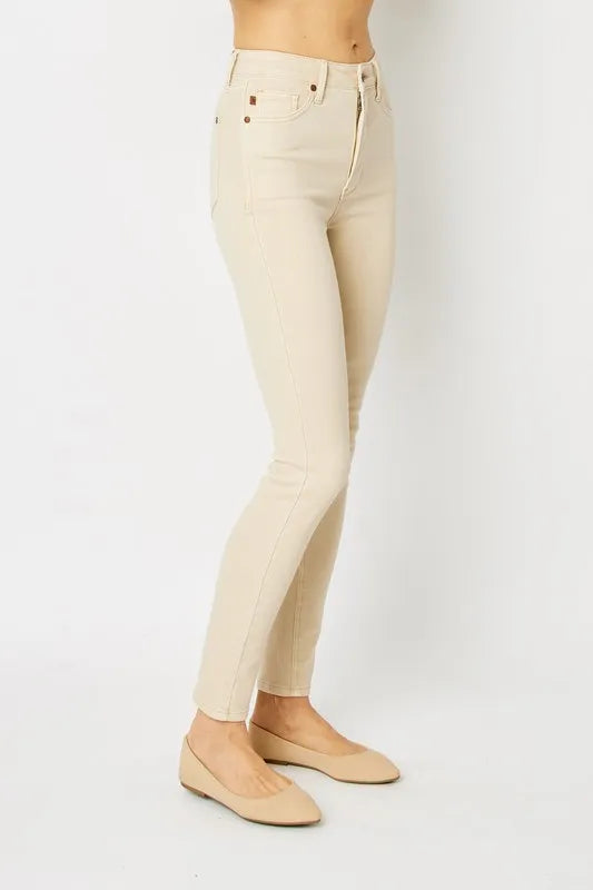 Full Size Garment Dyed Tummy Control Skinny Jeans