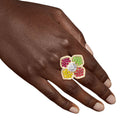 Flower Ring Rainbow Elegance Stylish Statement Jewelry