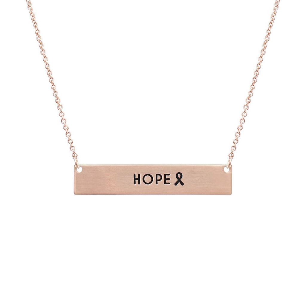 Statement Necklace Rose Gold Ribbon HOPE Plate Stylish Jewelry Accessory