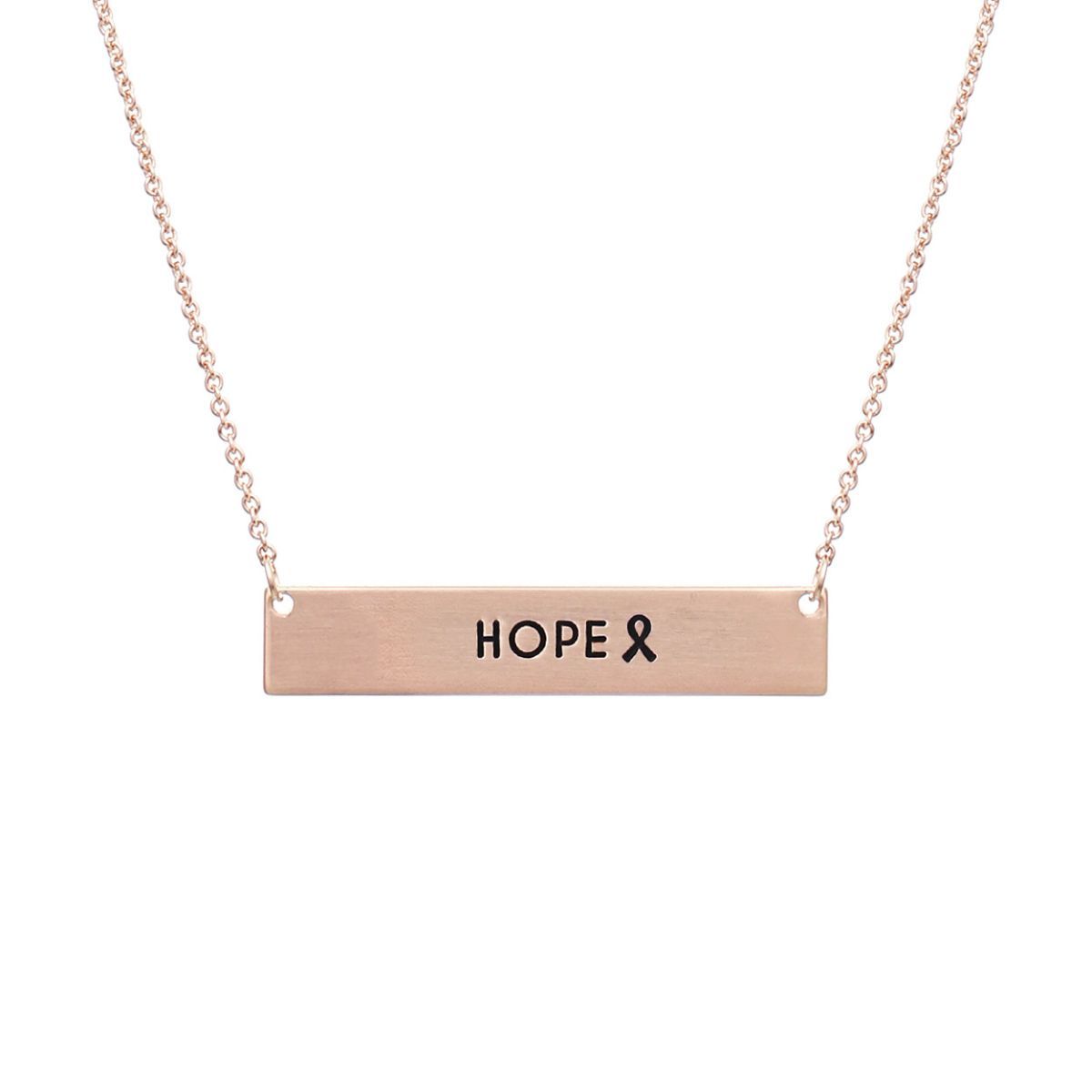 Statement Necklace Rose Gold Ribbon HOPE Plate Stylish Jewelry Accessory